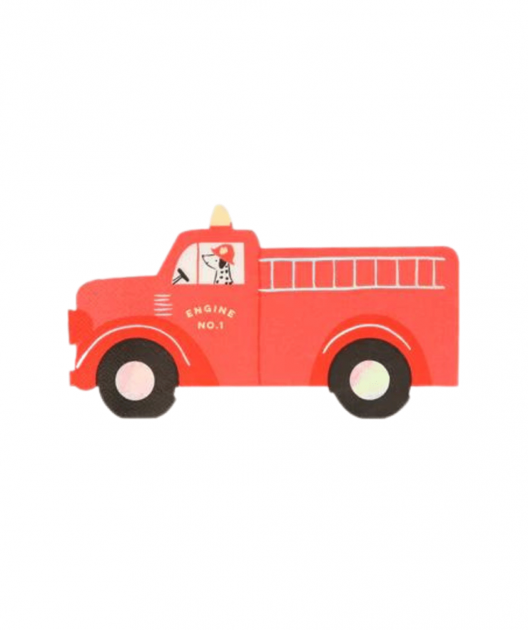 16271 Meri Meri Fire Truck Napkins (x 16) - Image 1
