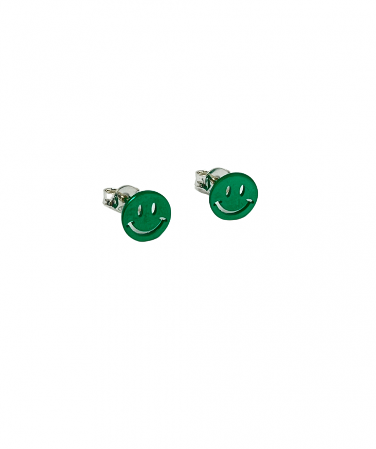 16728 Anastasia Kessaris for The Wonder Room Green Smiley Face Earrings - Image 1
