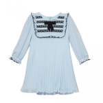 Blue Chiffon Contrast Bib Dress