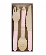 Meri Meri Pink Wooden Cutlery Set (x 24)
