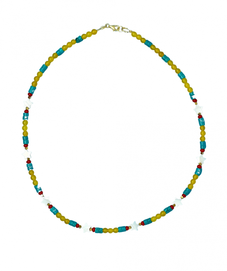 19645 Semi-Precious Stones Necklace - Stars Yellow - Image 1