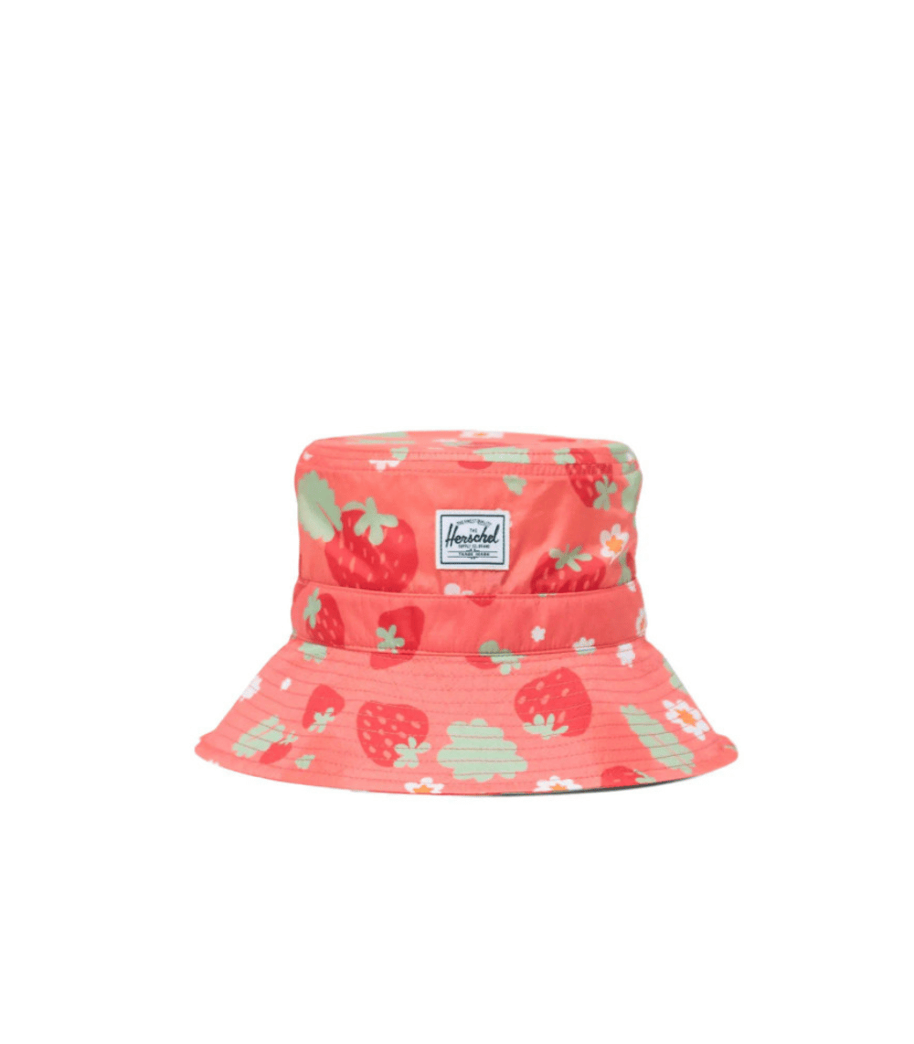 Baby Beach Bucket Hat UV, Shell Pink Sweet Strawberries Baby Beach Bucket Hat UV, Shell Pink Sweet Strawberries - Image 1