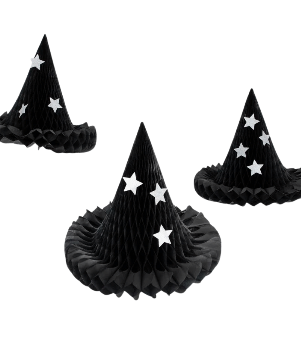 6 Honeycomb Witch Hat Decorations (x3) - Image 1