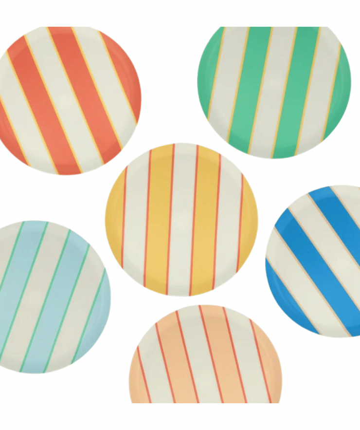 -big-24-05-2024-14-11-665075ceec3e3 Meri Meri Mixed Stripe Recycled Plastic Small Plates - Image 1