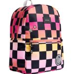 Kane Double Pocket Backpack, Pink Checkerboard