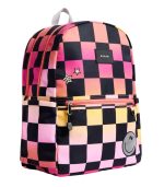 Kane Double Pocket Backpack, Pink Checkerboard
