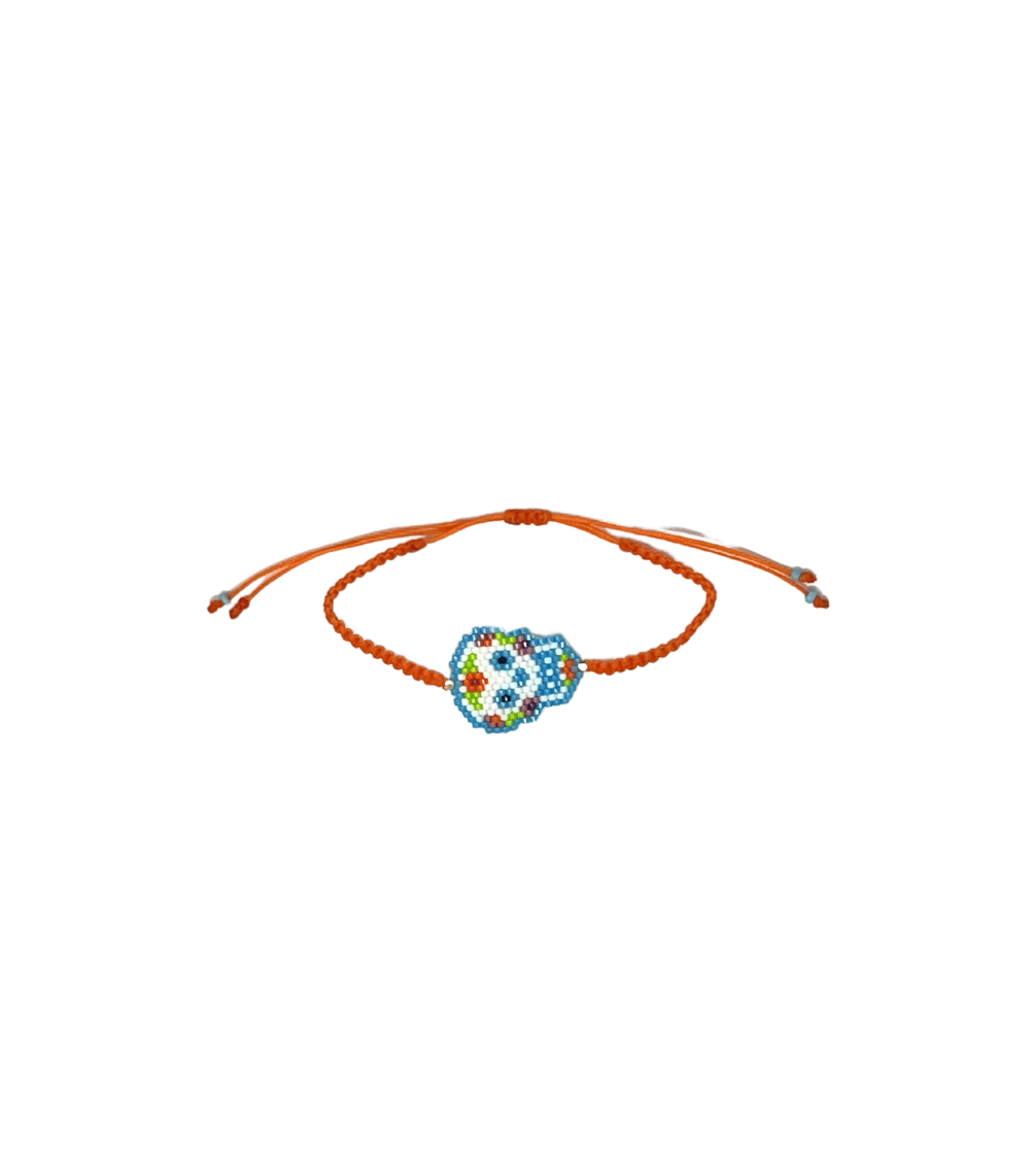 13 Mardi Multicoloured Skeleton Bracelet, Orange - Image 1