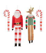 Meri Meri Long Legged Santa & Reindeer Decorations (x4)