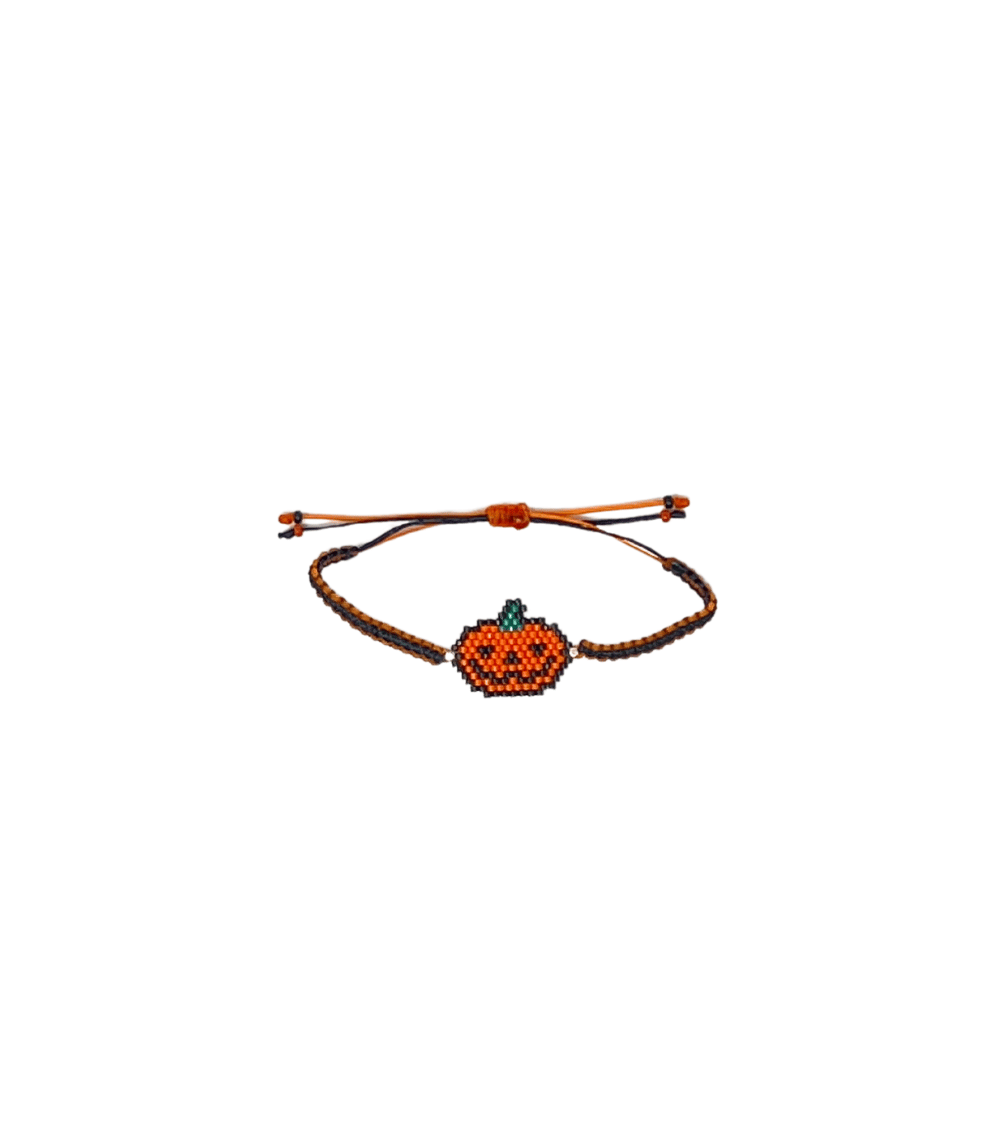 8 Mardi Pumpkin Bracelet, Black/Orange - Image 1