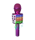 Bluetooth Karaoke Microphone with Lighting & Speaker in Pink
