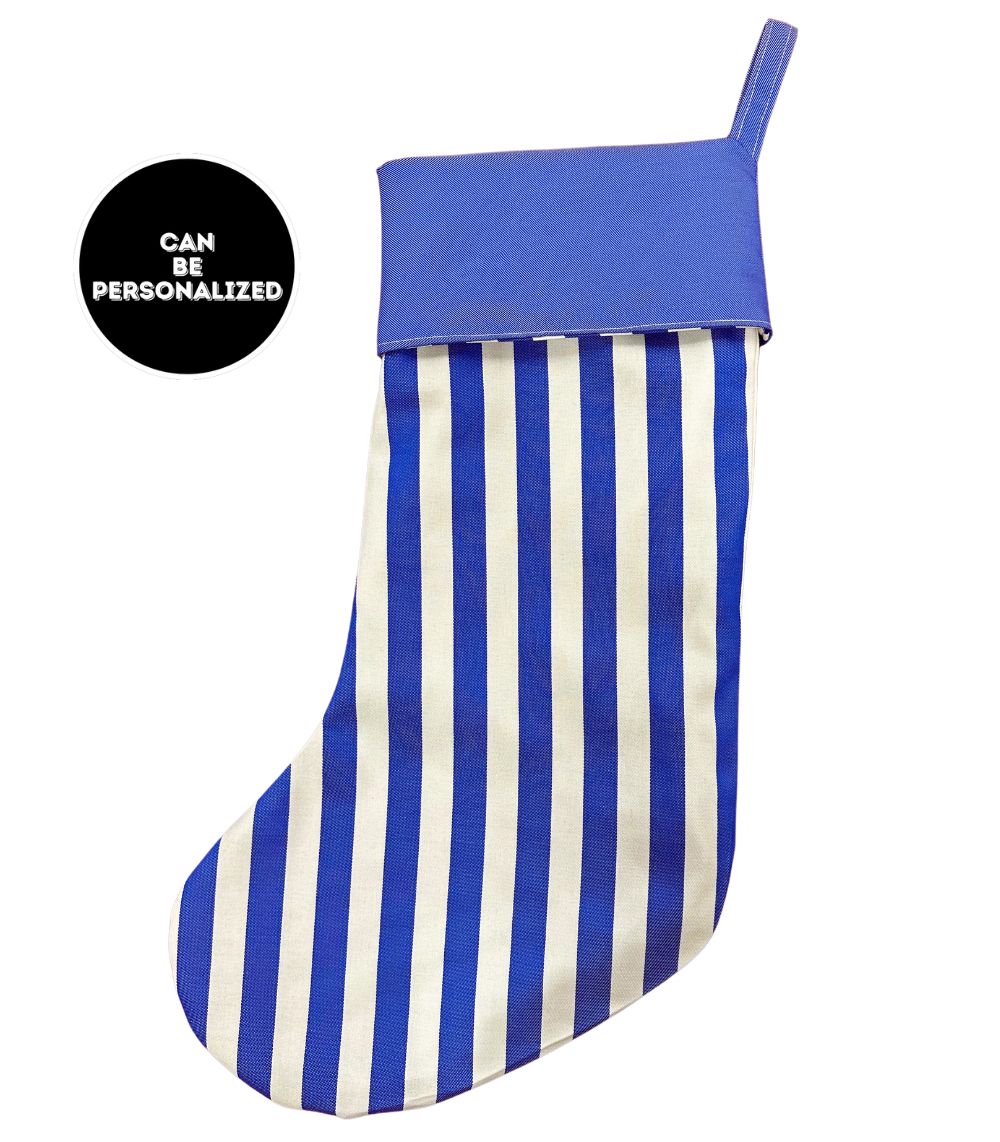 2 Striped Christmas Stocking, Blue - Image 1