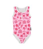 Tropical Vibes Pink Sleeveless Swimsuit
