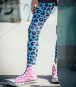 Blue Pink Leopard Leggings - Image 3