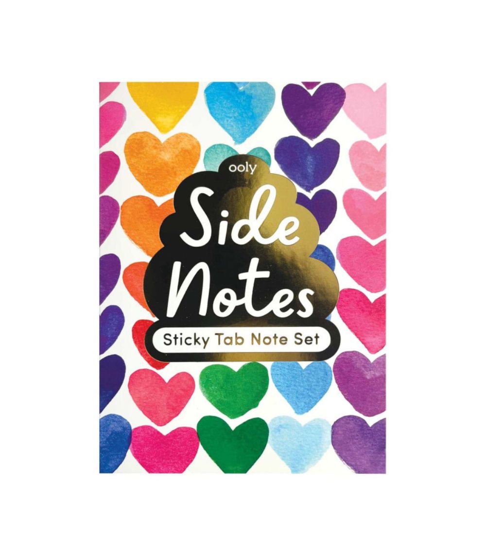 141 Side Notes Sticky Tab Note Pad - Rainbow Hearts - Image 1