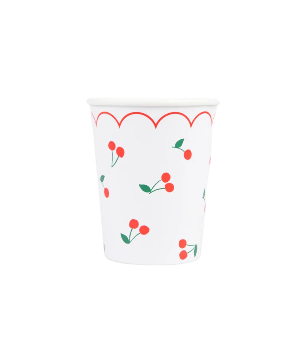32 Meri Meri Cherry Pattern Cups (x 8) - Image 1