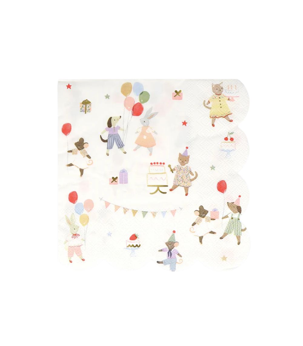 35 Meri Meri Animal Friends Large Napkins (x 16) - Image 1