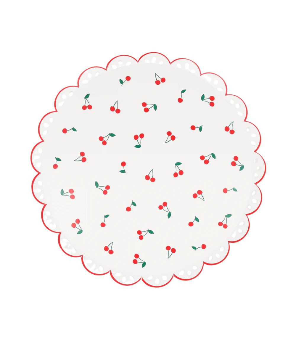 38 Meri Meri Cherry Pattern Dinner Plates (x 8) - Image 1