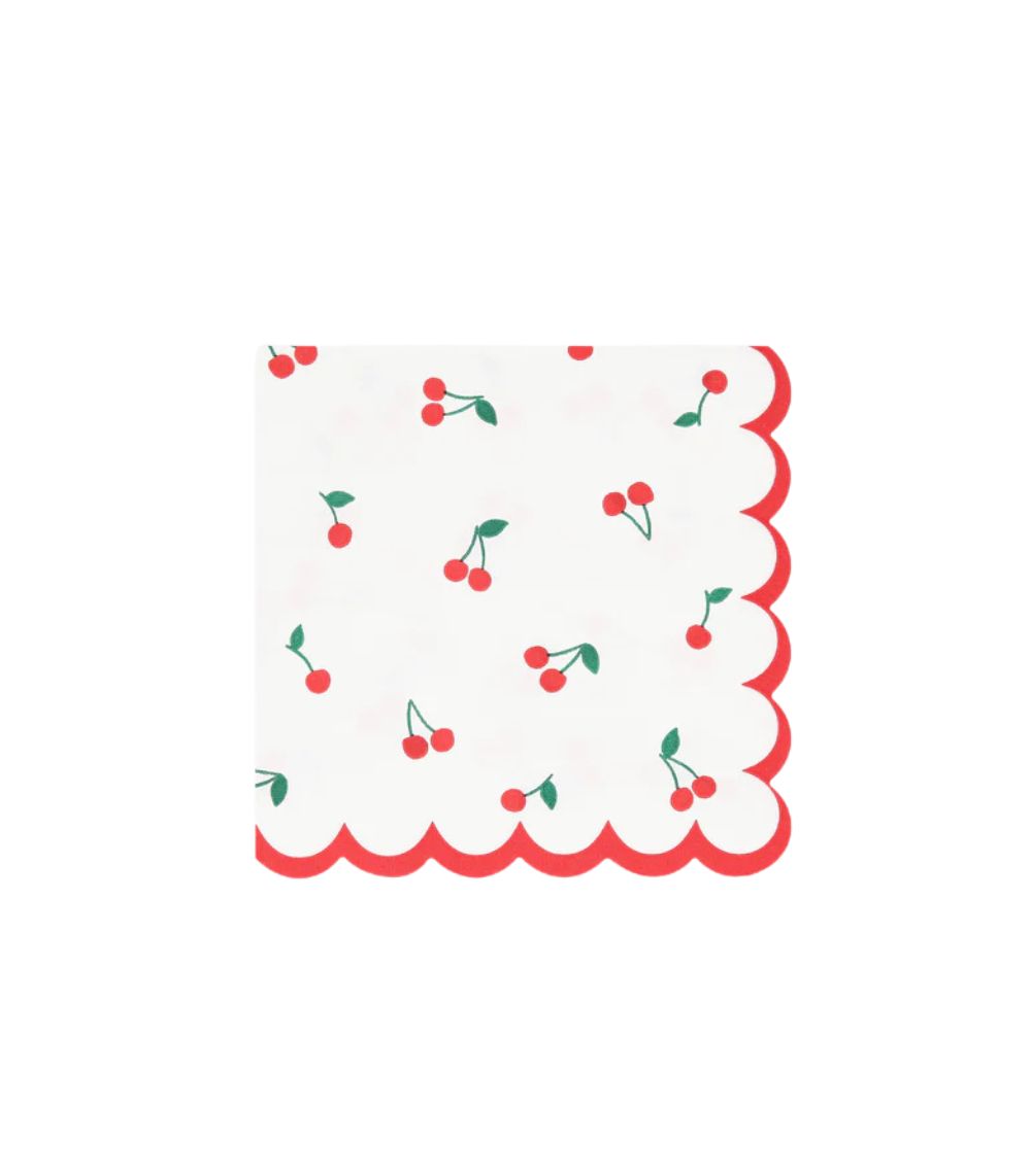 44 Meri Meri Cherry Pattern Small Napkins (x 16) - Image 1