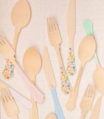 Meri Meri Elegant Mixed Colour Wooden Cutlery Set (x 24) - Image 2