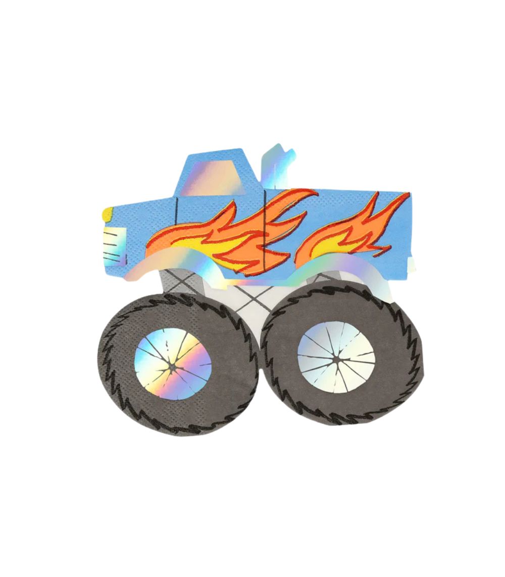 52 Meri Meri Monster Truck Napkins (x 16) - Image 1