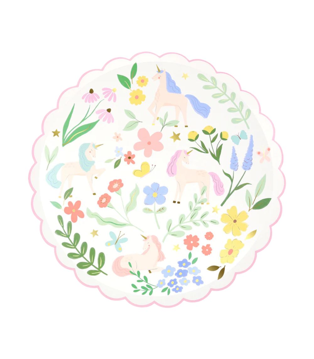 61 Meri Meri Meadow Unicorns Dinner Plates (x 8) - Image 1