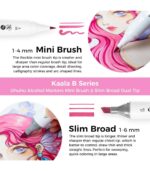 Ohuhu Kaala 60 Colors Illustrations Slim Broad & Mini Brush Dual Tips Alcohol Art Markers - Image 4