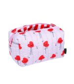 Flamingo Heart Quilted Medium Pouch