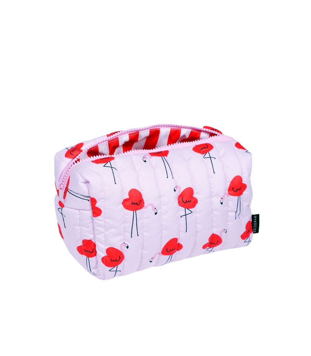 299 Flamingo Heart Quilted Small Pouch - Image 1