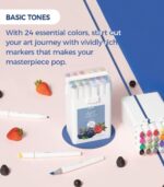 Ohuhu Kaala Slim Broad and Fine Dual Tips Alcohol Art Markers - 24 Basic Colors - Image 2
