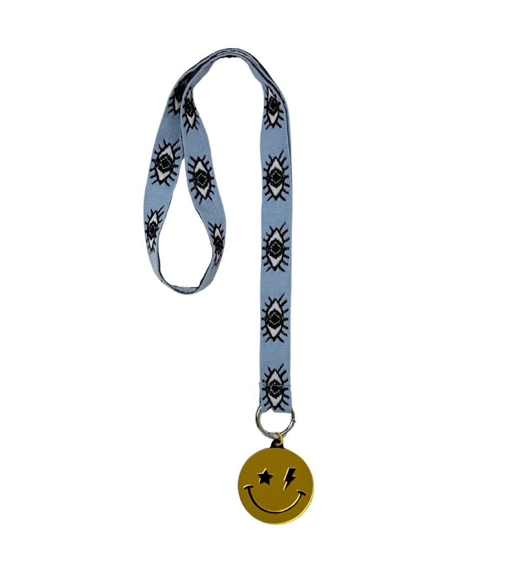 6 Smiley Storm Blue Lanyard - Image 1