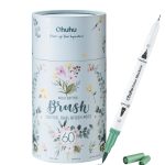 Ohuhu Maui 60 Colors Dual Tips Water Based Art Markers, Brush & Fineliner, Light Turquoise