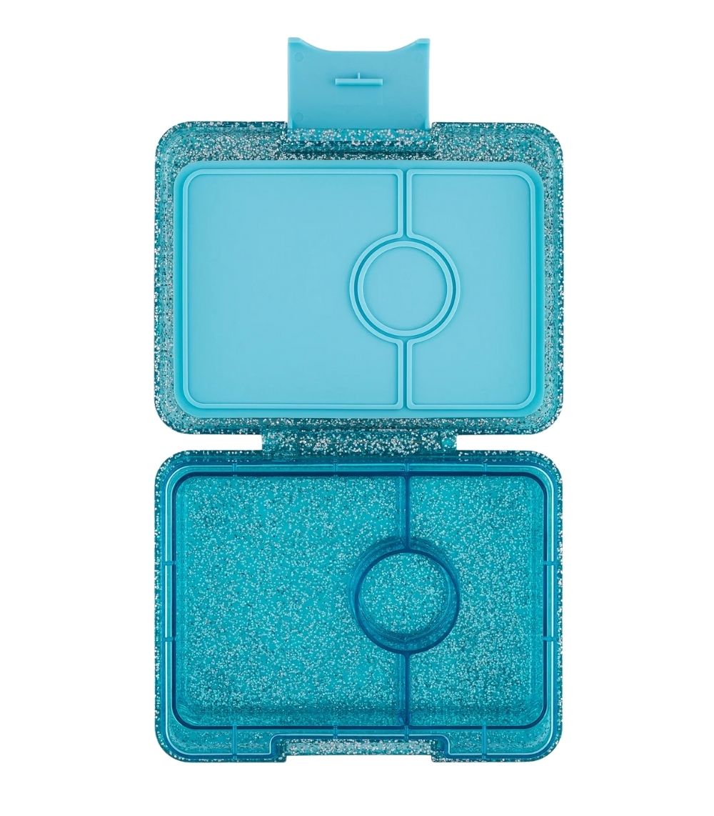 240 Yumbox Snack -3-sections - Twinkle Aqua Glitter/Aqua Clear - Image 1