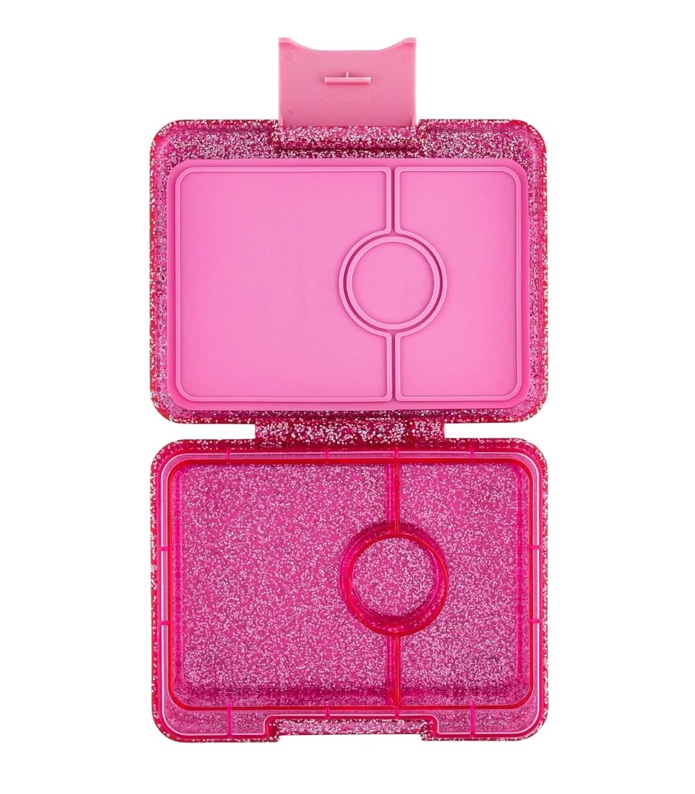 241 Yumbox Snack - 3-sections Sparkle Pink Glitter/Pink Clear - Image 1