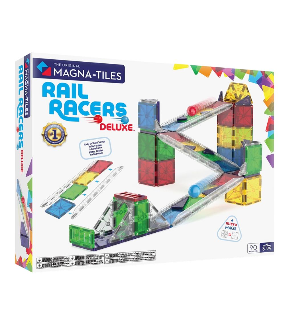 magna (3) Magna-Tiles Rail Racers Deluxe 90 Piece Set - Image 1