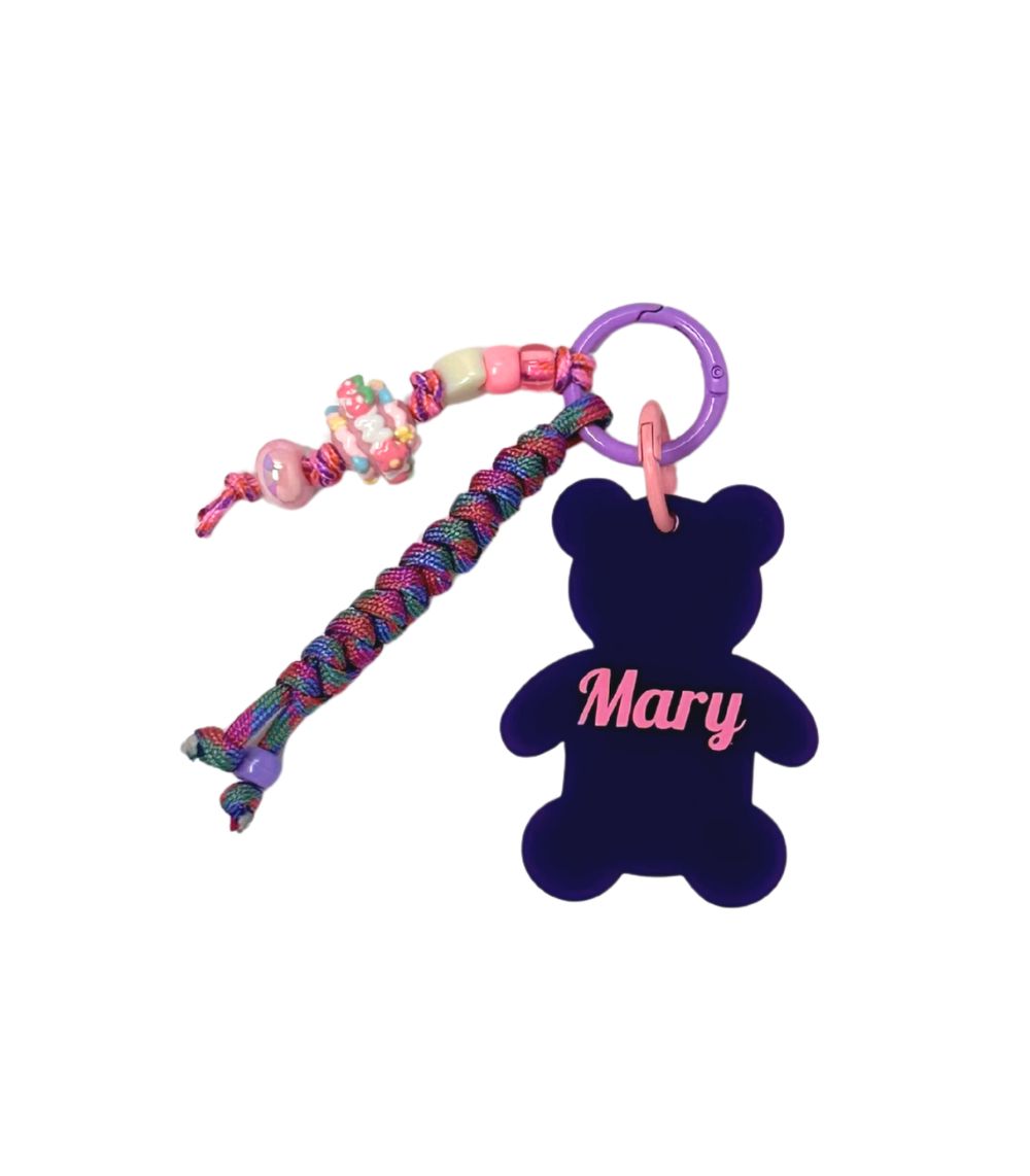 10 Teddy To-Go Purple Personalized Key/Bag Charm - Image 1