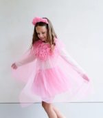 Pink Ruffle Flower Cape - Image 3