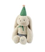 Bertrand Rabbit Celebration Teddy, Mist/Blue Stripe Mix