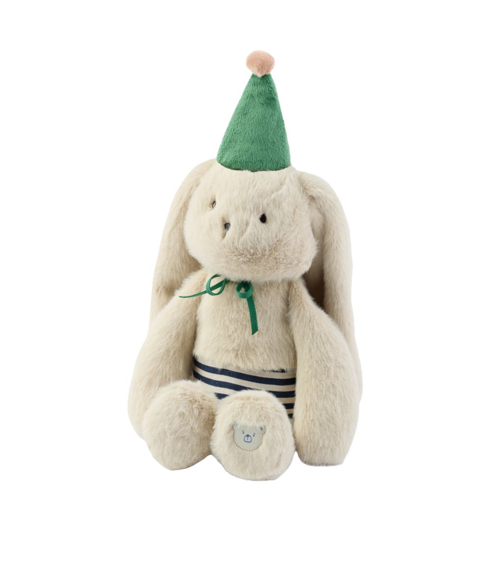 136 Bertrand Rabbit Celebration Teddy, Mist/Blue Stripe Mix - Image 1