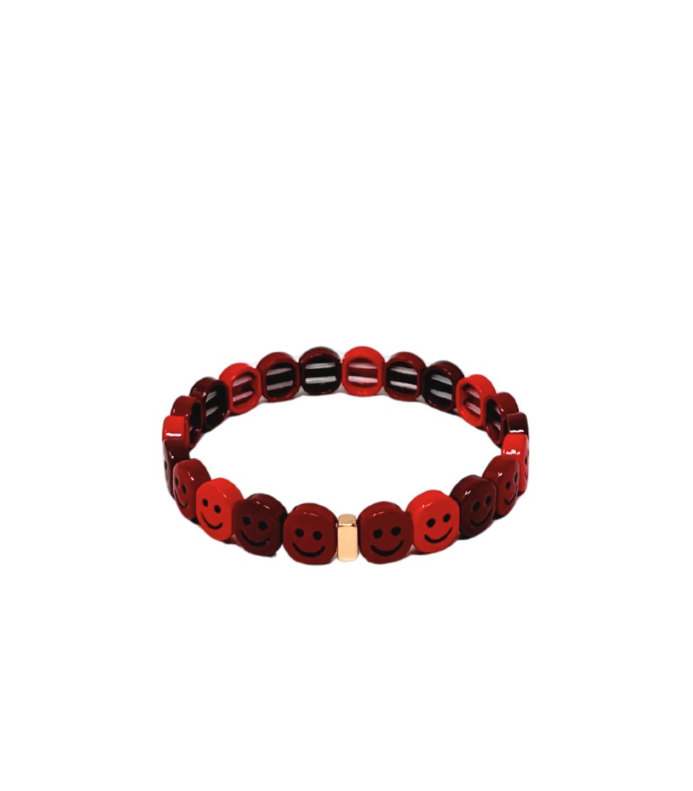 185 Mamacita Smiley Tile Bracelet, Red/Brown - Image 1