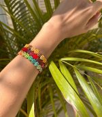 Mamacita Smiley Tile Bracelet, Red/Brown - Image 2