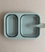 Lunch Box Foldable Silicone Sage With Fork & Spoon 950 ML - Image 3