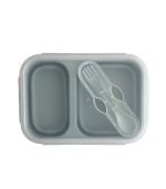 Lunch Box Foldable Silicone Sage With Fork & Spoon 950 ML