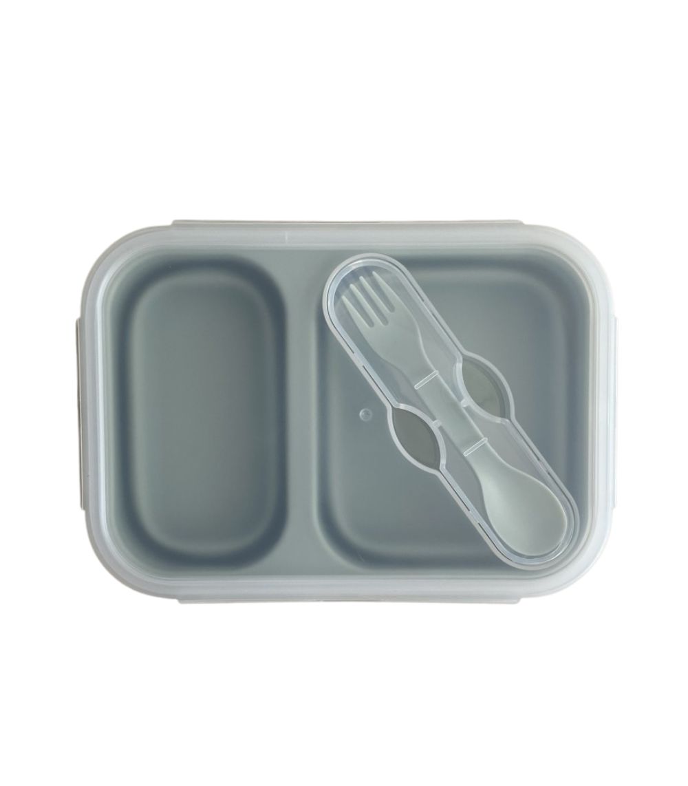 30 Lunch Box Foldable Silicone Sage With Fork & Spoon 950 ML - Image 1