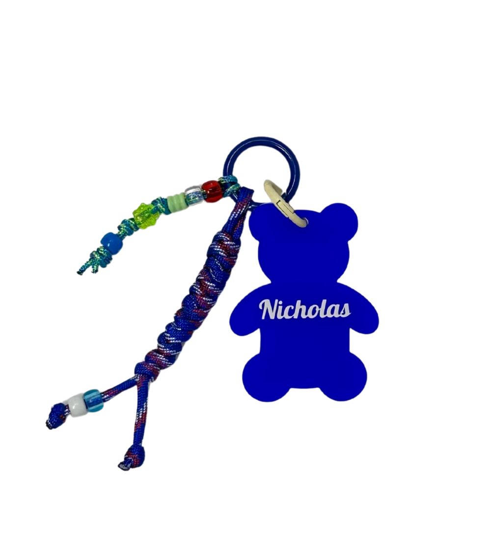9 Teddy To-Go Blue Personalized Key/Bag Charm - Image 1