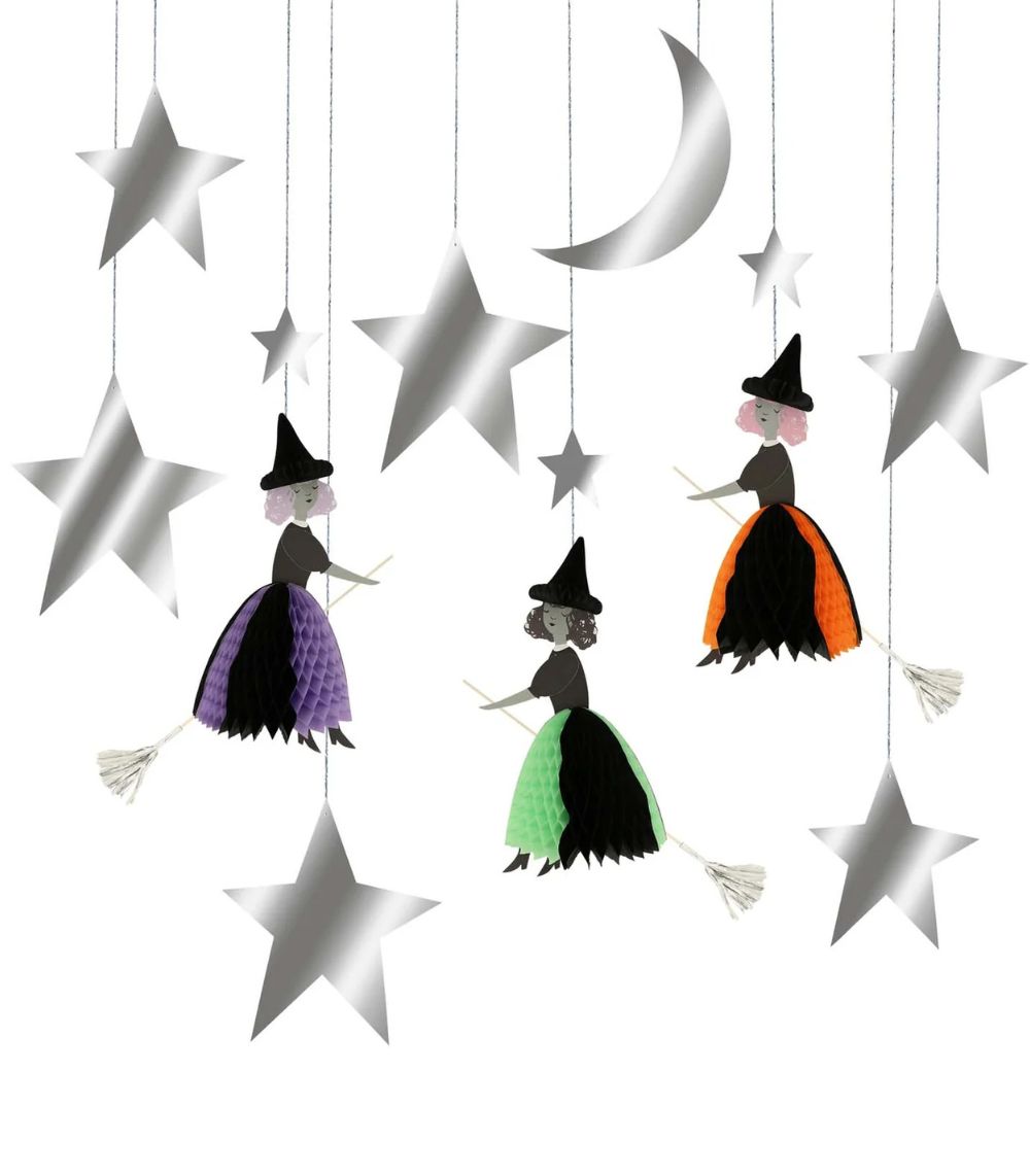 meri meri Meri Meri Flying Honeycomb Witch Decorations (x 3) - Image 1