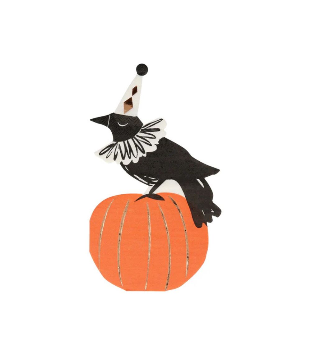 91 Meri Meri Vintage Halloween Crow Napkins (set of 16) - Image 1