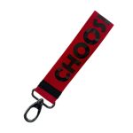 Choose Happy Keychain, Khaki/Red
