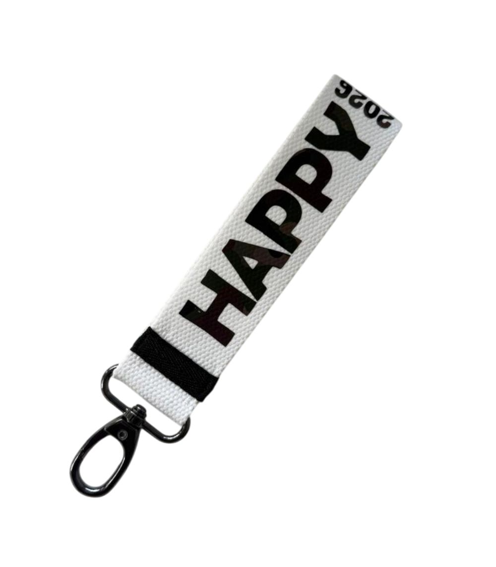190 Happy 2026 Keychain, Black/White - Image 1