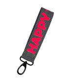 Happy Keychain, Pink/Grey