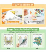Ohuhu Double-Sided Bleedproof Coloring Book , Animals & Mandala - Image 3